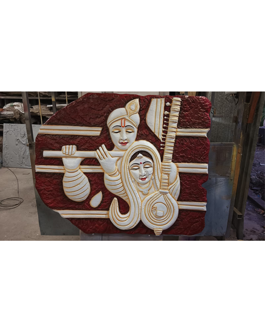 Riddhi Siddhi Art Creations - Intimate Square Frame Radha Krishna Portrait Mural